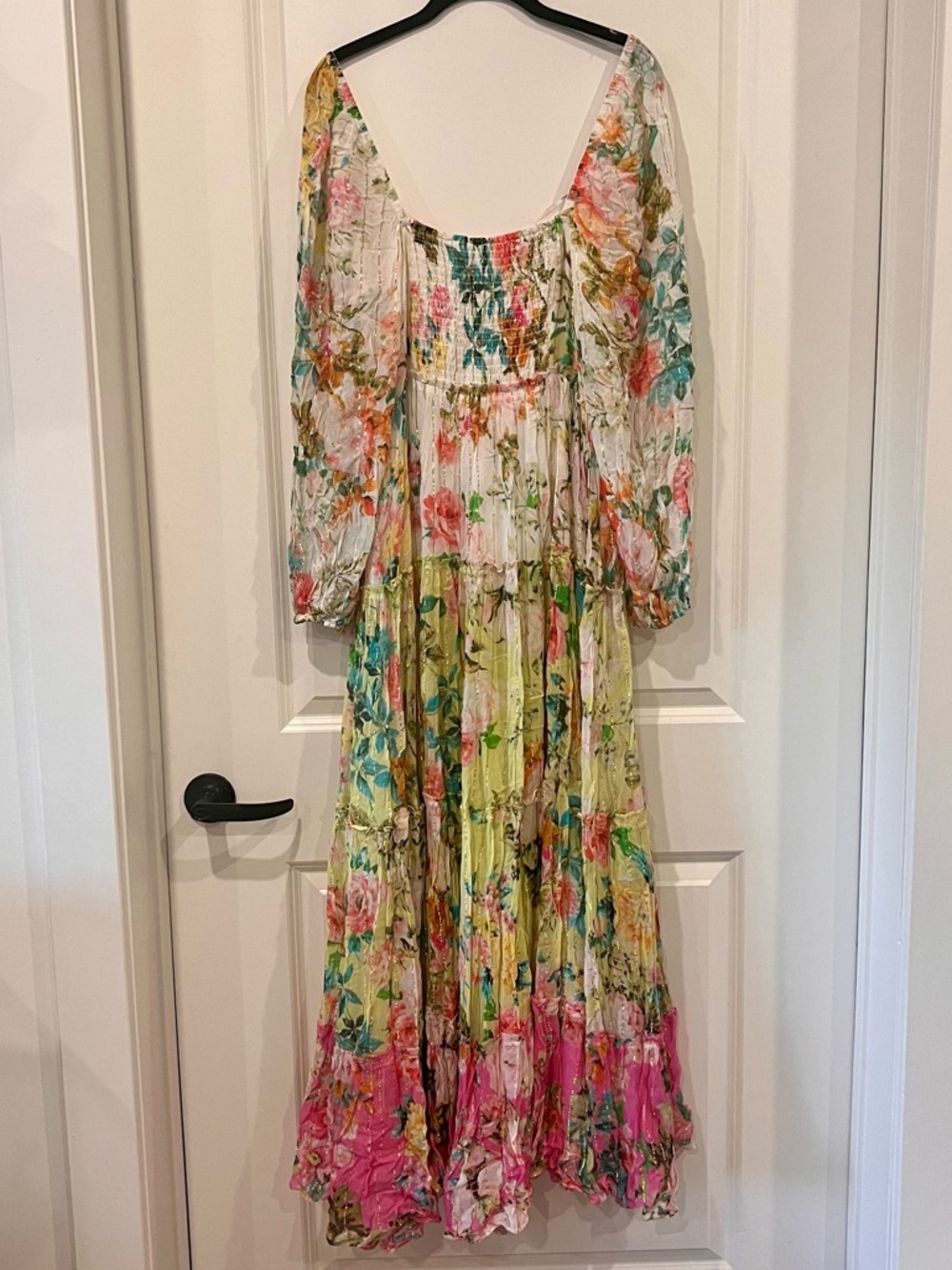 NWT HEMANT & NANDITA Tricolor “Jolie” Floral Maxi Dress - L - Picture 4 of 10